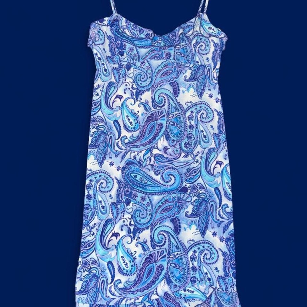 Next Up Blue Paisley Slip Dress Made in USA Size Large